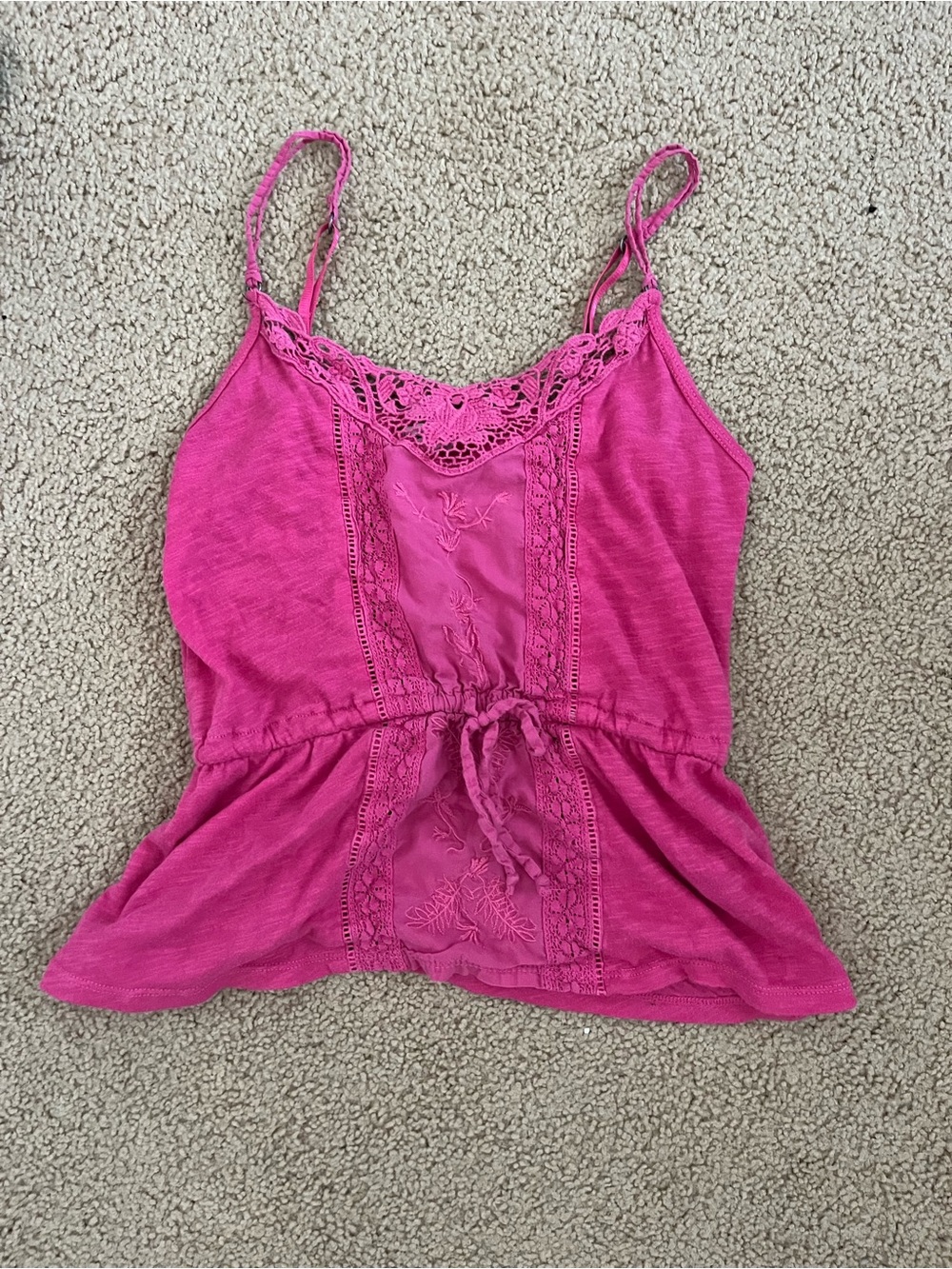Hot Pink Floral Lace Babydoll Camisole